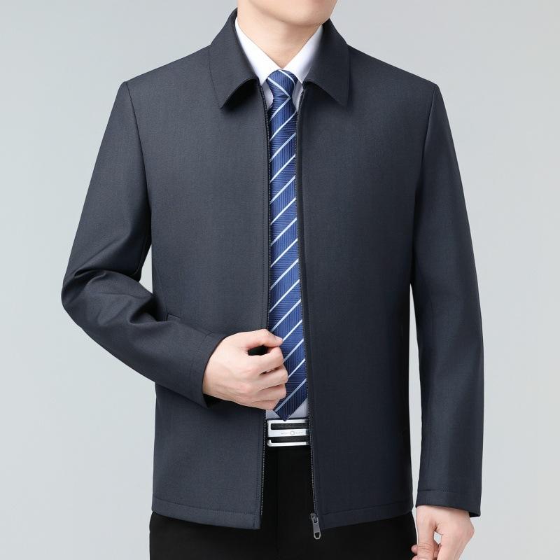 Мужская шерстяная куртка среднего возраста, осенняя новинка, повседневная куртка с лацканами для папы, для бизнеса и государственных служащих, универсальный верх