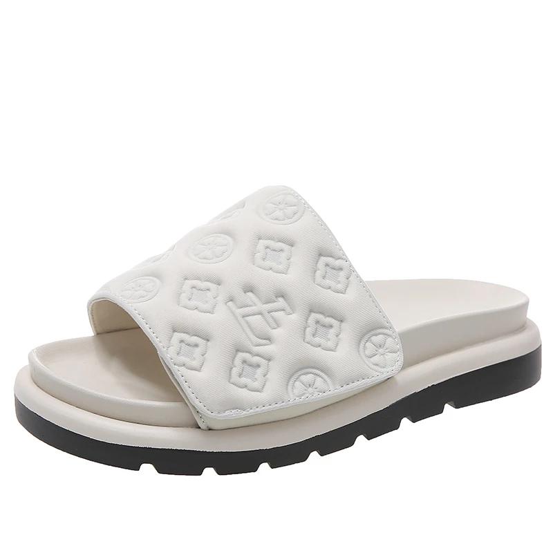 Тапочки Magic Tape Flat Slippers Женская летняя обувь класса люкс Брендовые сандалии на платформе Женские туфли-лодочки для увеличения роста Женские тапочки