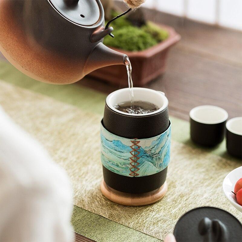 Qianlijiangshan Portable Kung Fu Tea Set Ceramic Quick Tea Cup One Pot Three Cups