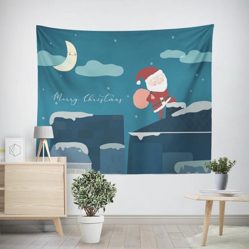 Новогодняя Рождественская Ночь Санта-Клаус Узор Гостиная Спальня Декоративный Гобелен