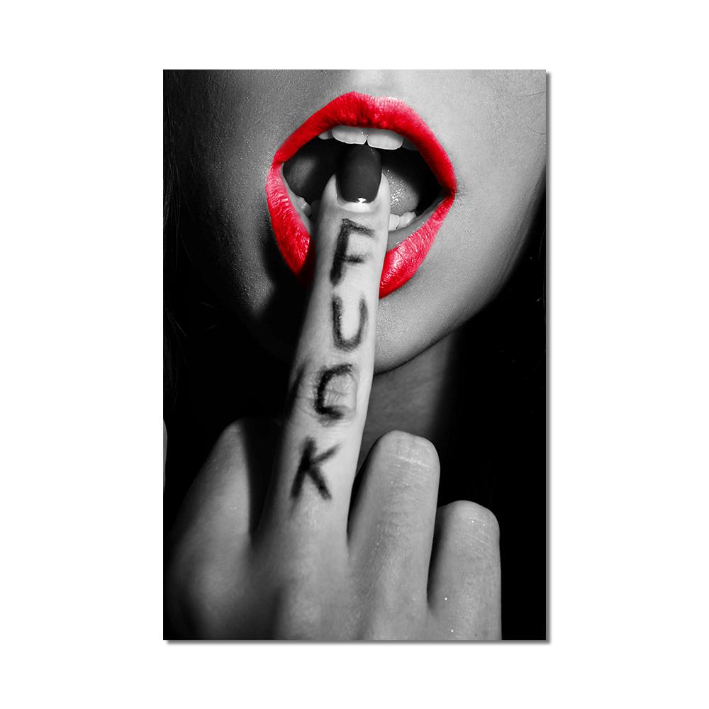 Сексуальные красные губы, женский портрет, художественная живопись, постеры и принты на холсте, скандинавское настенное искусство, декор гостиной