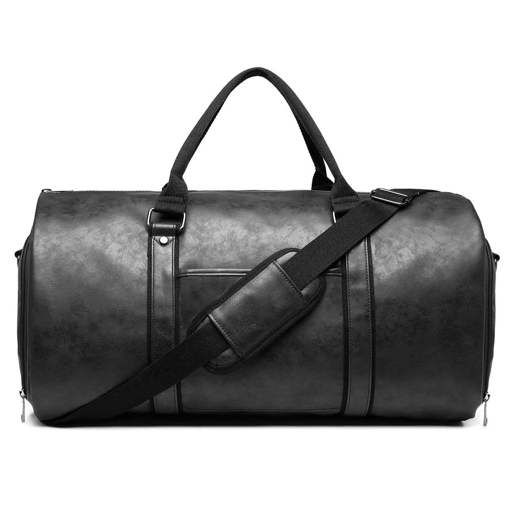 2025 New Men's Large Capacity Leather Weekend Travel Business Convertible Suit Bag 2 in 1 Hand Carry- Luggage Bag