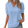 Women Summer Lace V Neck Plain Lace Elegant Shirt Fashion Solid Color Elegant Blouse Short Sleeve Comfy Soft Tee Top For Women