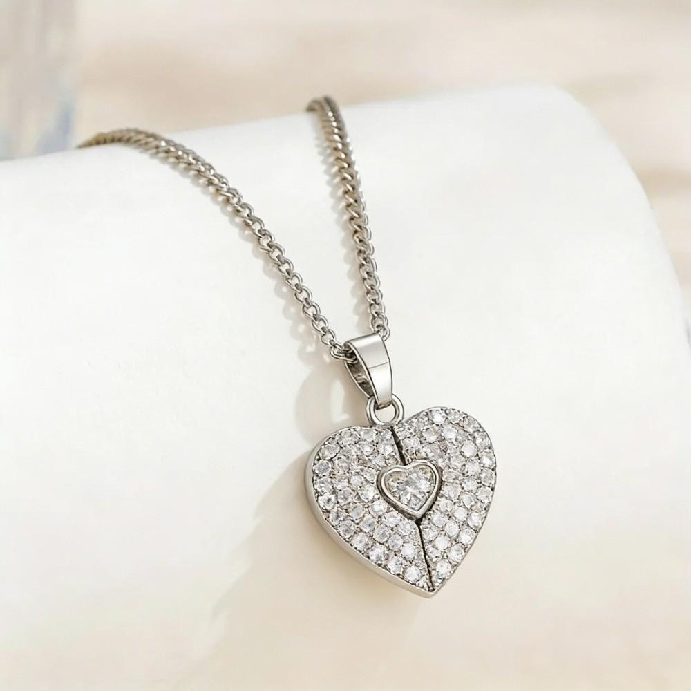 Heart-shaped Pendant Heart-shaped Necklace Handmade Couple Love Locket Heart Opening Locket Gift