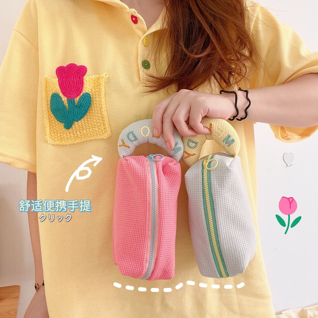 Пенал-макаронс Студенческая тканевая сумка для канцелярских принадлежностей большой вместимости Простой контрастный цвет Пенал Чехол для канцелярских принадлежностей