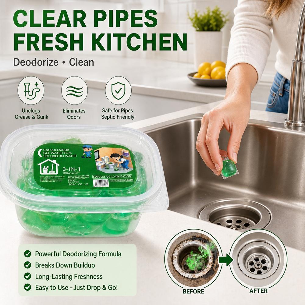 50x Odor Removal Sewer Cleaner Scented Gel Air Freshener For Sinks Drains Gel Water Film Soluble In Water For Kitchen Bathroom