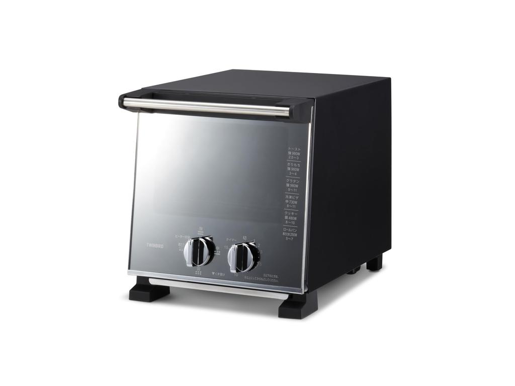 Twin Bird Toaster Oven Toaster 2 Pieces 960W Switching Compact Mirror Design Black 4-Stage TS-D037PB