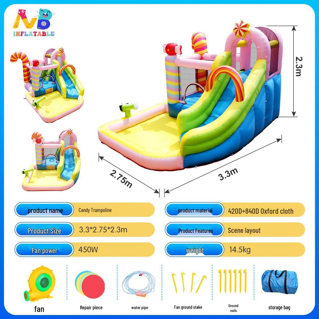 Kids' Outdoor Inflatable Water Slide & Castle Playground