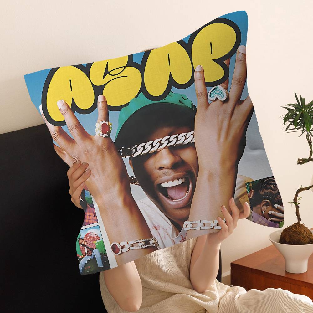 Подушки с принтом рэперов A-ASAP R-Rocky Мультяшные Декоративные для дивана Домашние Двусторонние Короткий плюш Милые Наволочки