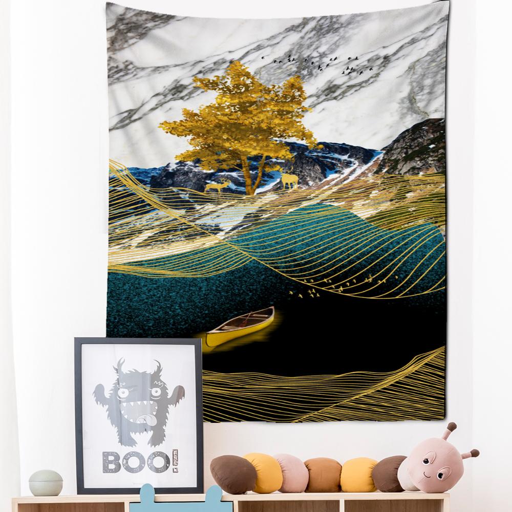 Неоновая картина, гобелен, настенный подвесной богемный стиль, Лось, кои, психоделическое колдовство, домашний декор для гостиной