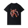 Plus Size Evangelion Printed Men T Shirts Round Neck Cotton Tops Summer Anime Casual Black Tees
