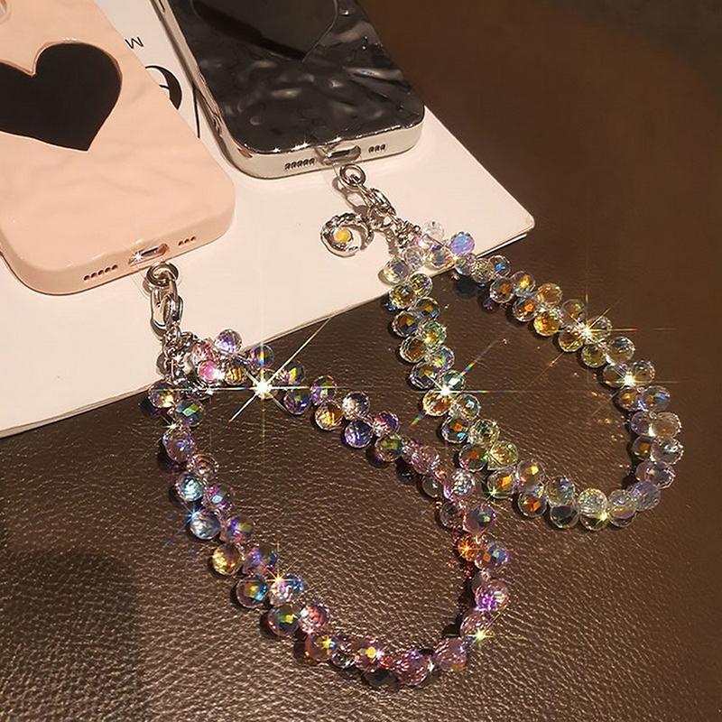 Подвесная цепочка в виде капли воды, шнурок для телефона, роскошная короткая подвесная цепочка, расшитая вручную бисером, подвеска для ношения в руке