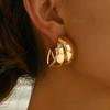 Gold Color Statement Earrings Vintage Style Round Circle Hoops Chunky Hoop Earrings  Luxury Jewelry
