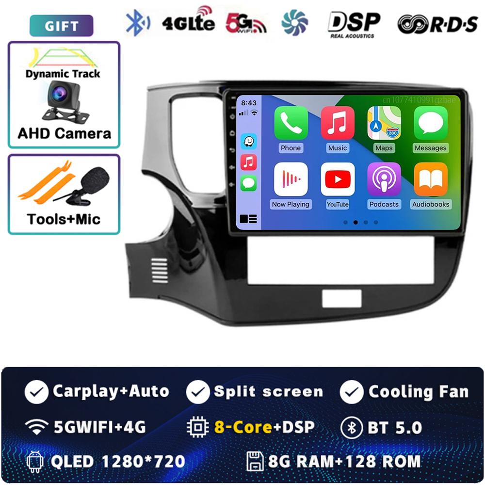 Android 14 Carplay Car Radio для Mitsubishi Outlander 3 III GF0W GG0W 2018 - 2022 Мультимедийный видеоплеер Навигация GPS Стерео