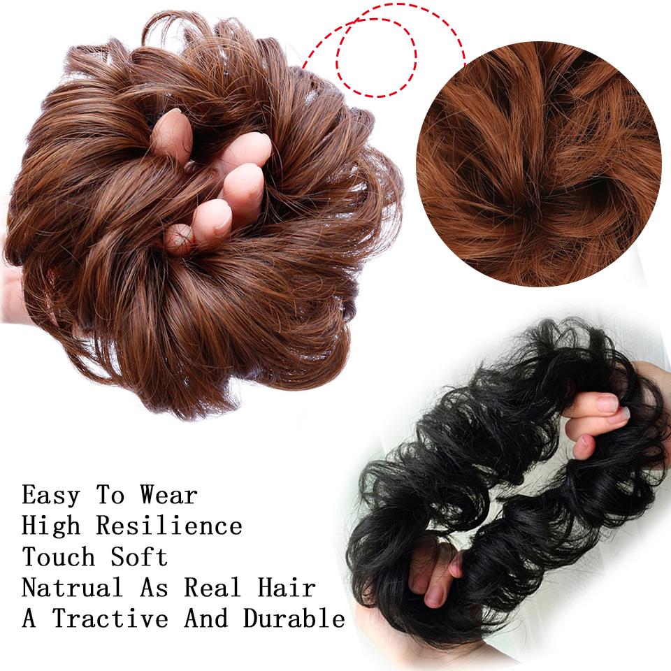 Messy Scrunchies Synthetic Hair Bun With Elastic Band Natural Fake Hair Tie Pieces Ponytail Colored Black Purple Pink Green Gray For Woman Chignon