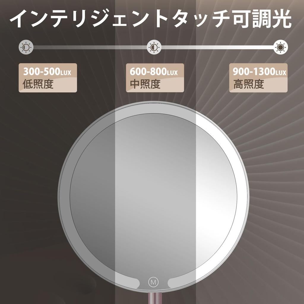 Uarnicey Складное настольное зеркало с бесступенчатой регулировкой угла, USB, удобное светодиодное, с японской инструкцией, 3-цветное зеркало, подсветка, диммирование, 180°