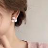 Sweet Romantic Gradient Cherry Blossom Pink Broken Diamond Crystal Three-petal Flower Stud Earrings for Women Piercing Jewelry