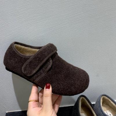 Женские туфли на плоской подошве Осень Новые с круглым носком Неглубокий вырез Замшевые Мягкая подошва Противоскользящие Износостойкие Хлопковые туфли