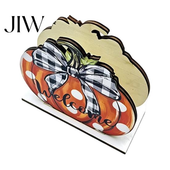 Fall Home Kitchen Accessories Thanksgiving Solid Wood Napkin Holder, Harvest Gnome Scarecrow Turkey Tissue Cute Pattern Table Ornament Dispenser,