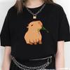 Capybara T Shirt Women Print Summer White Top Cotton T-shirt Graphic Tees Women Vintage Streetwear 90s Plus Size Tshirt Female