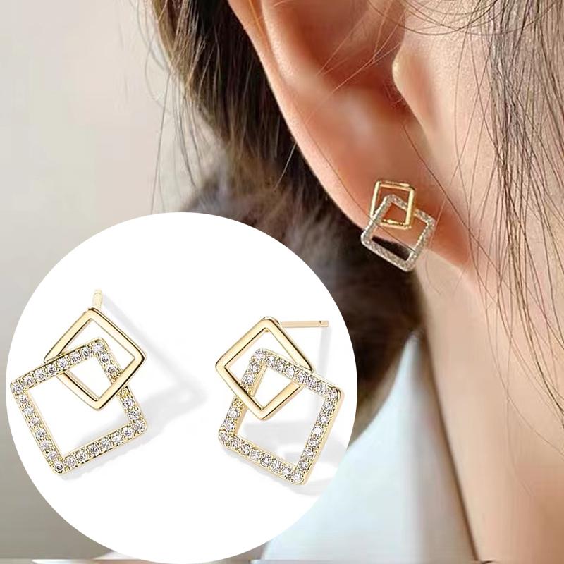 Модные геометрические простые квадратные серьги с кристаллами для женщин, модные ювелирные изделия, подарки