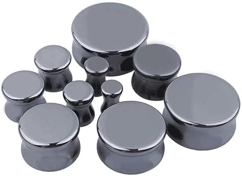 COMPUKAS 25mm Natural Stone Ear Plugs Tunnels 1 Pair Black Ear Gauges for Women Wedding Banquet