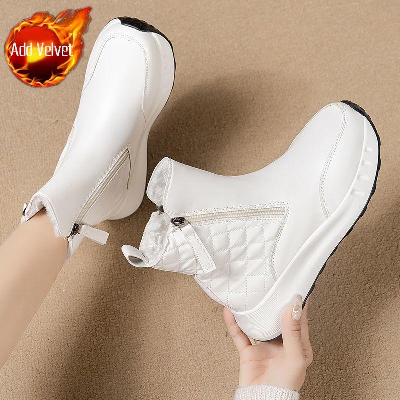 Fashion Winter Leather Waterproof Platform Snow Boots for Women Fashion 2025 Novelty Woman Shoes Sale Non Slip Goth New In Plush Ankle