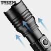 LED Aluminum Alloy Glare Flashlight Retractable USB Charging New XHP50 Household White Laser Flashlight
