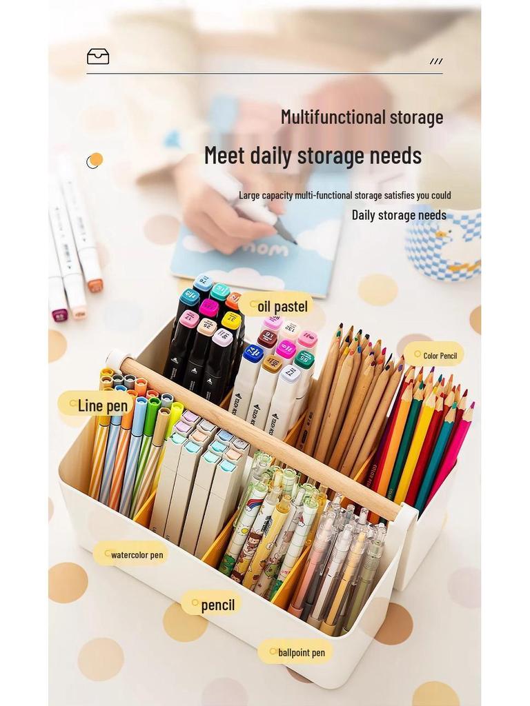 Large Capacity Stackable Desk Pen Holder for Paints, Markers, Brushes, and Stationery Supplies