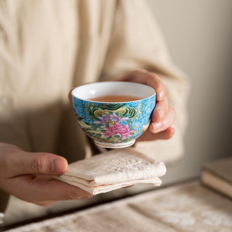 Guochao enamel color master cup single personal special tea cup home living room office tea cup ceramic tea set