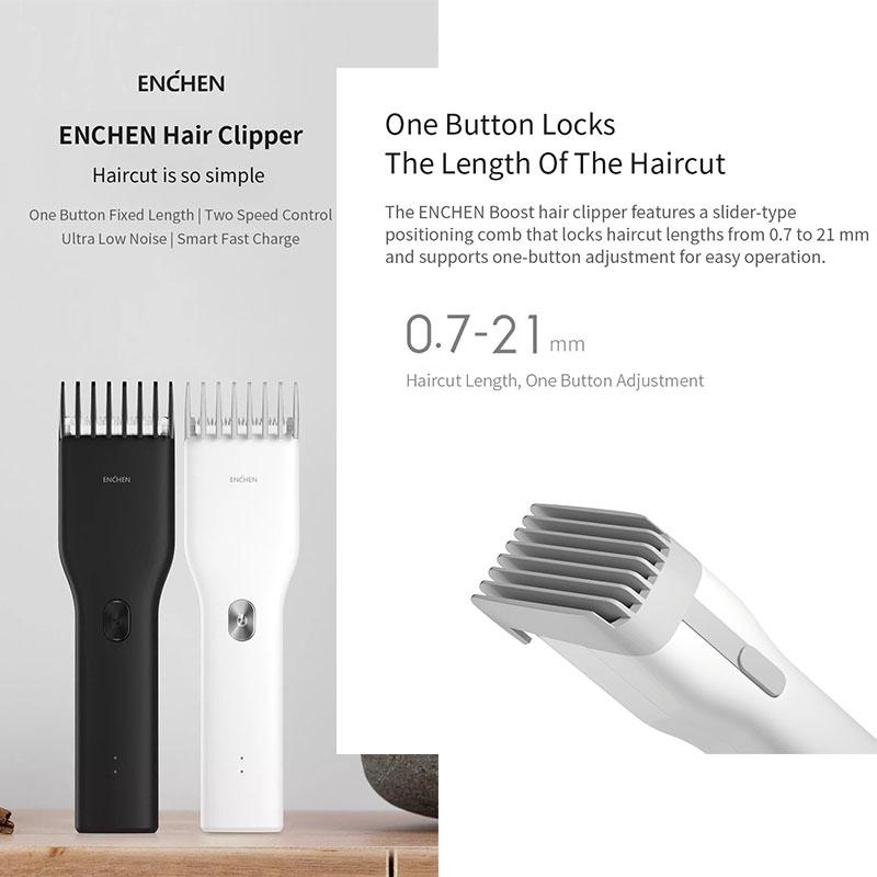 Xiaomi Электрическая машинка для стрижки волос Enchen Boost USB с двухскоростным керамическим резаком и быстрой зарядкой
