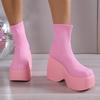 Wedge Platform Shoes For Women Ankle Boots Plus Size 43 Punk Gothic Shoes Female Autumn Short Boots Thick Sole Chunky Shoes Modern Boots