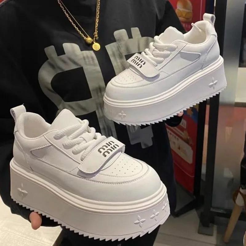 SyfIyno Весна и осень Новые толстые подошвы приподнятые спортивные скейтборды женские модные универсальные повседневные туфли кроссовки женские