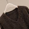 Women's Wool Blend Loose V-Neck Knit Sweater