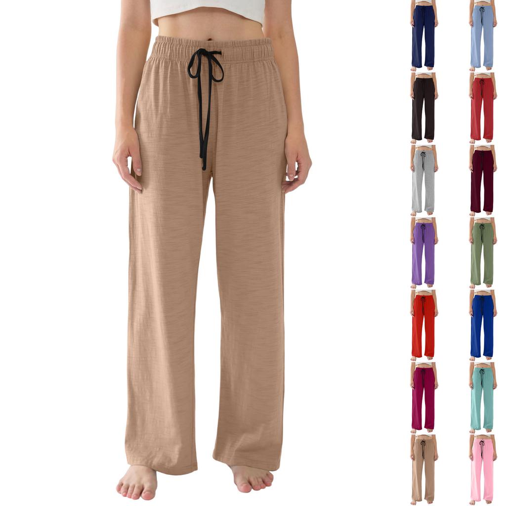 Женские пижамные брюки Легкие Повседневные Удобные Брюки Палаццо Одежда для сна Домашняя одежда Брюки с карманами
