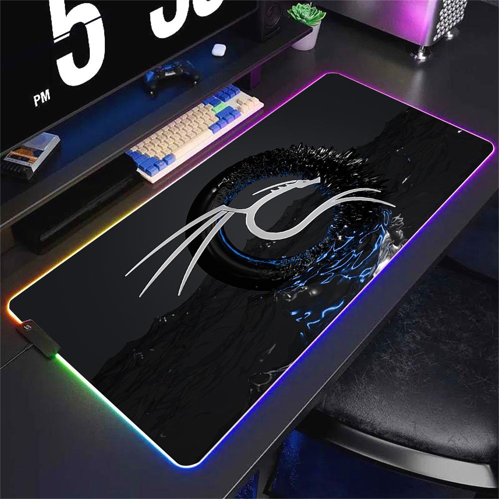 Deskmat Kali Linux Xxl Mouse Pad Gamer Rgb Pc Cabinet Gaming Accessories Keyboard Mousepad Anime Carpet Mats Large Computer Mat
