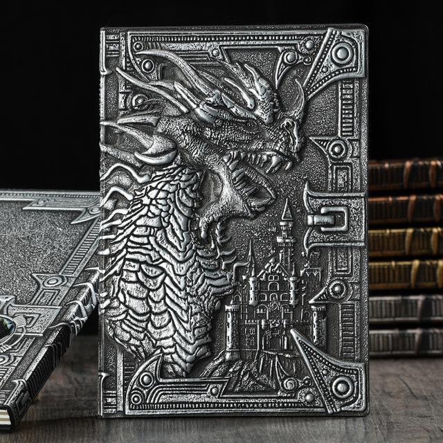 1 шт. Креативный ретро 3D Дракон Блокнот-журнал формата А5 Тисненый блокнот для записей Ручная работа Кожаная обложка Дневник Подарок Офисные принадлежности