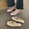 Fashion Designer 2024 Summer Square Toe Women Mules Slippers Fashion Slip On Slides Shoes Ladies Elegant Outdoor Flats Sandalias Shoes