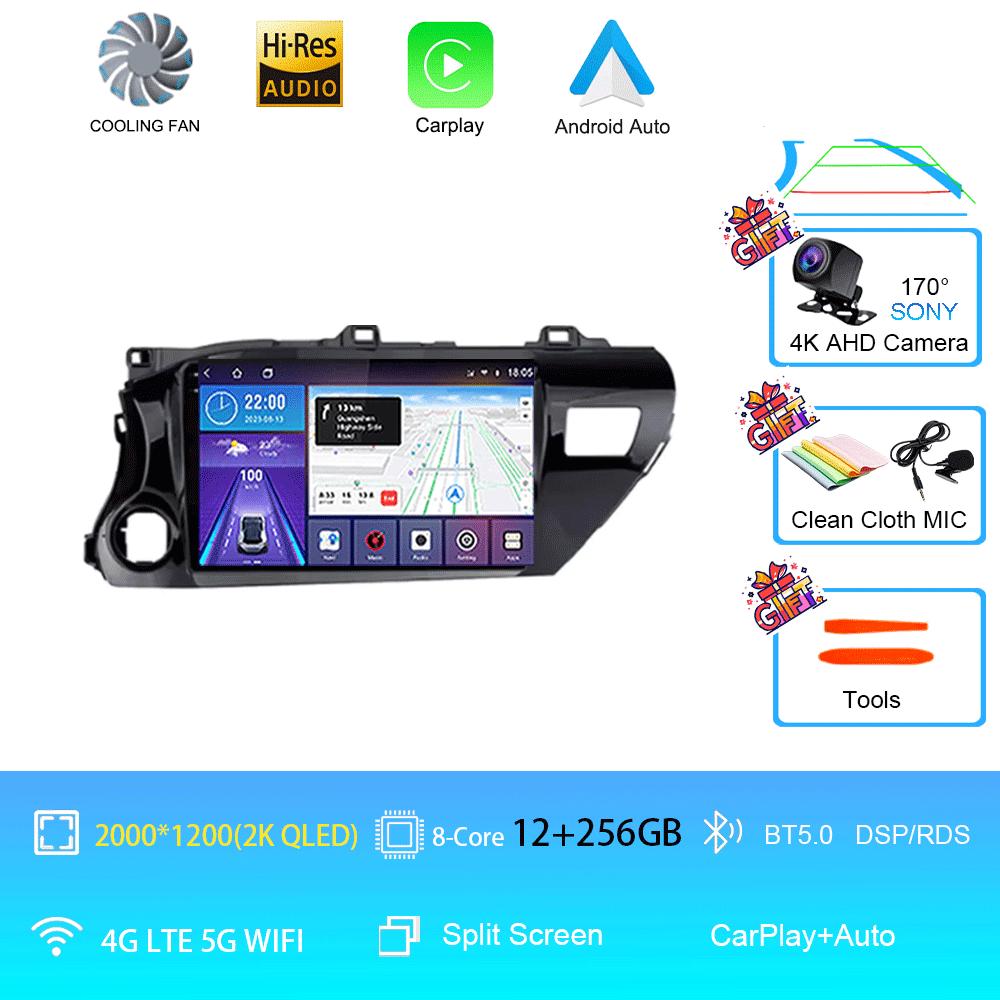Автомобильное радио Android 14 для TOYOTA HILUX PICK UP AN120 2015 - 2020 RHD/LHD Мультимедийный видеоплеер Ресивер 5G DVD Wifi Carplay