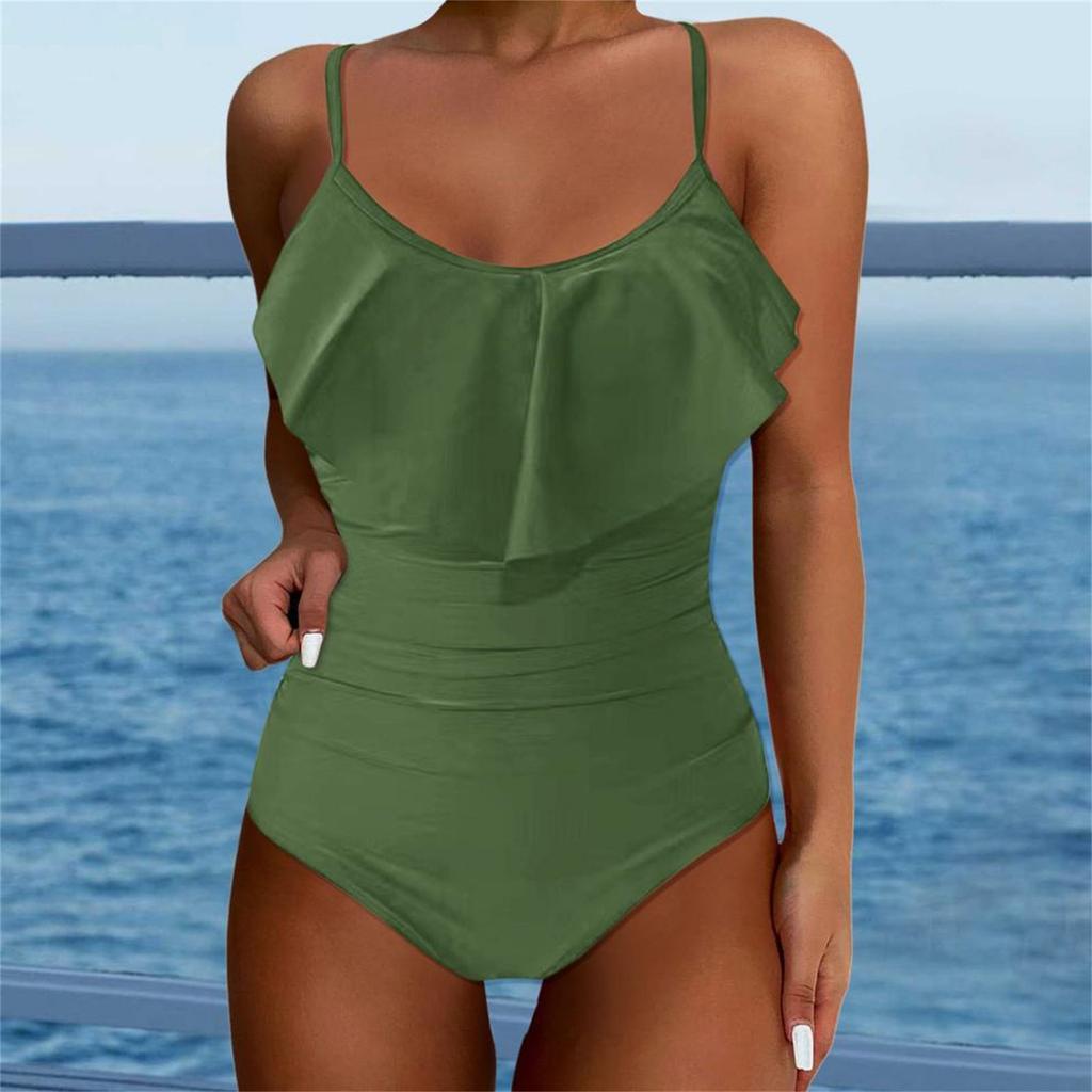 Женский цельный модный бикини однотонный сексуальный с бюстгальтером без стального бюстгальтера купальник