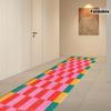Vibrant Multicolor Checkered Kitchen Runner Rug, Non-Slip Washable Durable Mat for Kitchen, Laundry  Entryway