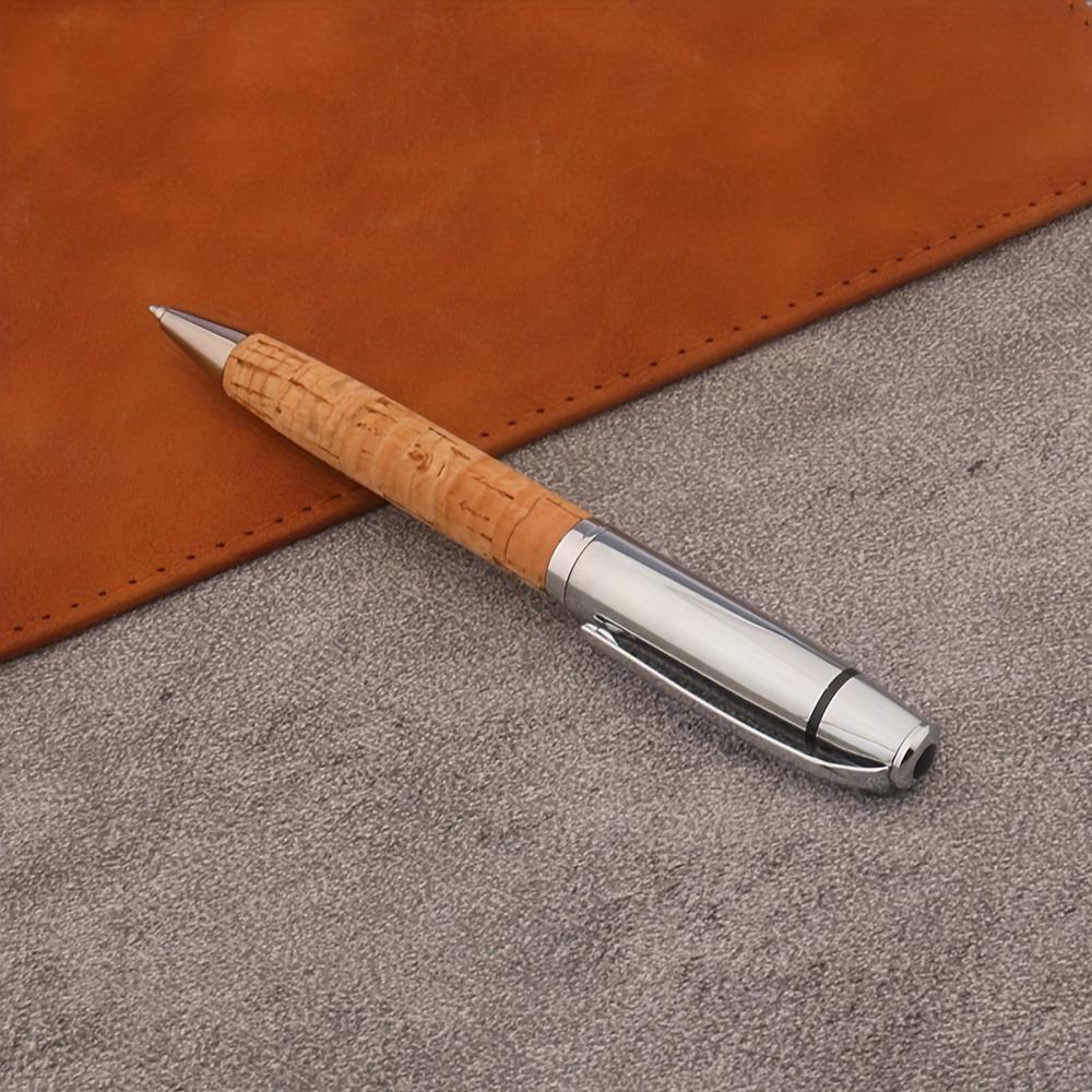 Элегантная металлическая шариковая ручка с текстурой под дерево и имитацией кожи, тонкий наконечник, вращающийся и выдвижной - идеально подходит для подписи в офисе и школе