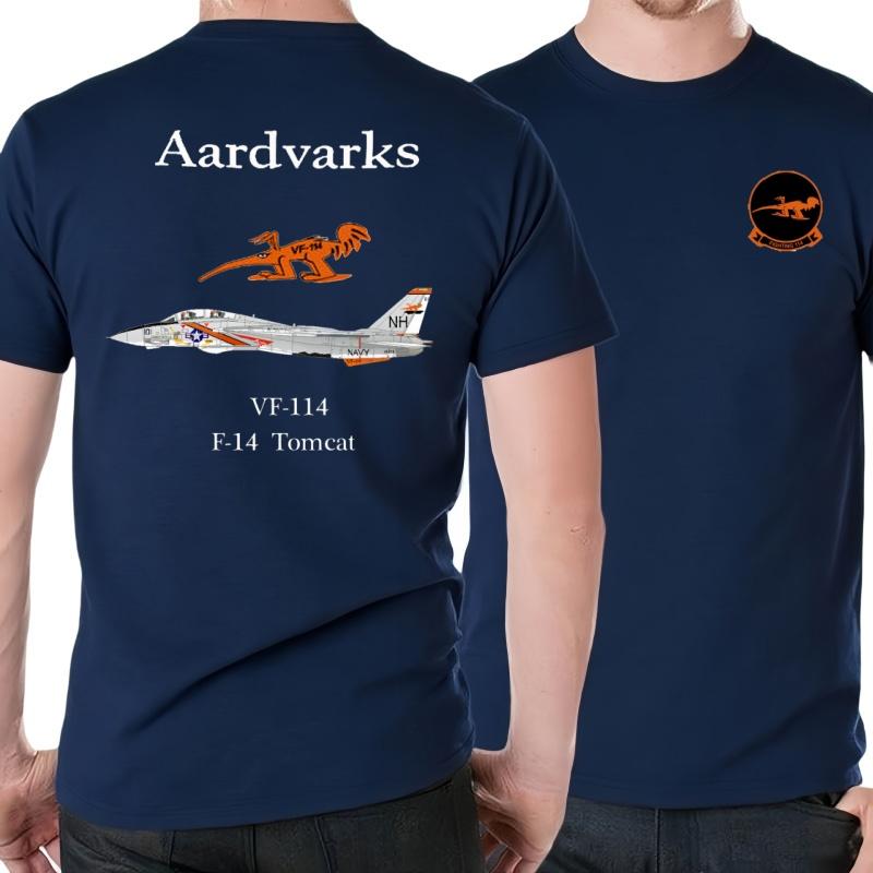 Naval Vf114 Aardvarks F14 Tomcat Squadron Tshirt 100 Cotton Oneck Summer Short Sleeve Casual Unisexs Tshirt Size S3xl