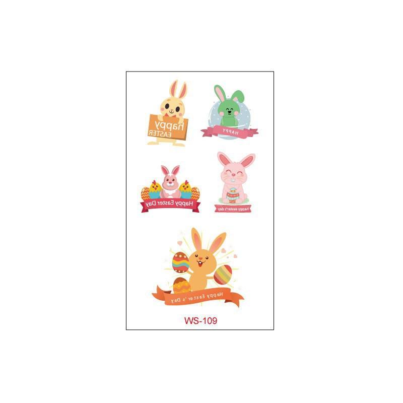 New Children's Easter Tattoo Stickers Cartoon Rabbit Egg DIY Decoration Waterproof Holiday Gift