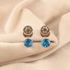 Swiss Blue Topaz Gemstone 925 Sterling Silver Jewelry Star & Moon Studs0.8" Gift EE-141-14