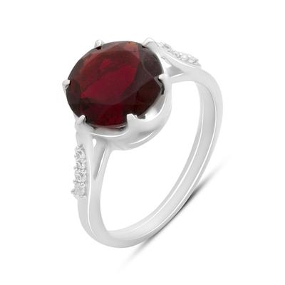 Серебряное кольцо с искусственным гранатом nano 2.714ct, фианитами, вес изделия 3,75 гр (60002152)