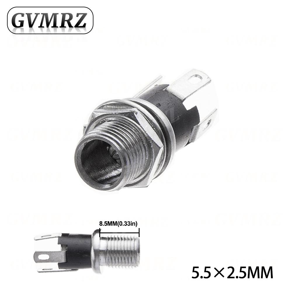 10PCS DC025M 5.5*2.1/2.5mm DC Socket With Nut 5.5x2.1/5.5x2.5 mm DC Power Jack Socket Female Panel Mount Connector