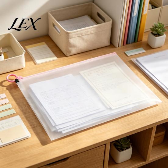 Waterproof File Envelope A4 Transparent Document Bag with Zipper, PP Folder, Durable Tear Office Filing Organizer Resistant Plastic Storage Pouch for