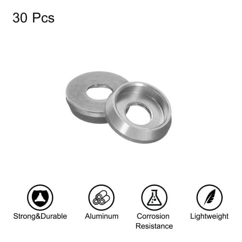 uxcell M3 Cone Cup Countersink Washers, 3mm/0.12" Hole Diameter, Aluminum Gasket Cup Head Washers for RC/FPV/PC/Drone/Mechanical Accessories Model Par