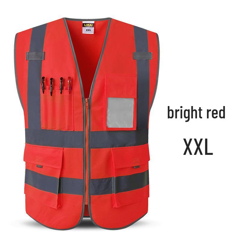 LIKAI Reflective Safety Vest - High-Visibility Construction Traffic Gear, Customizable Fluorescent Workwear.